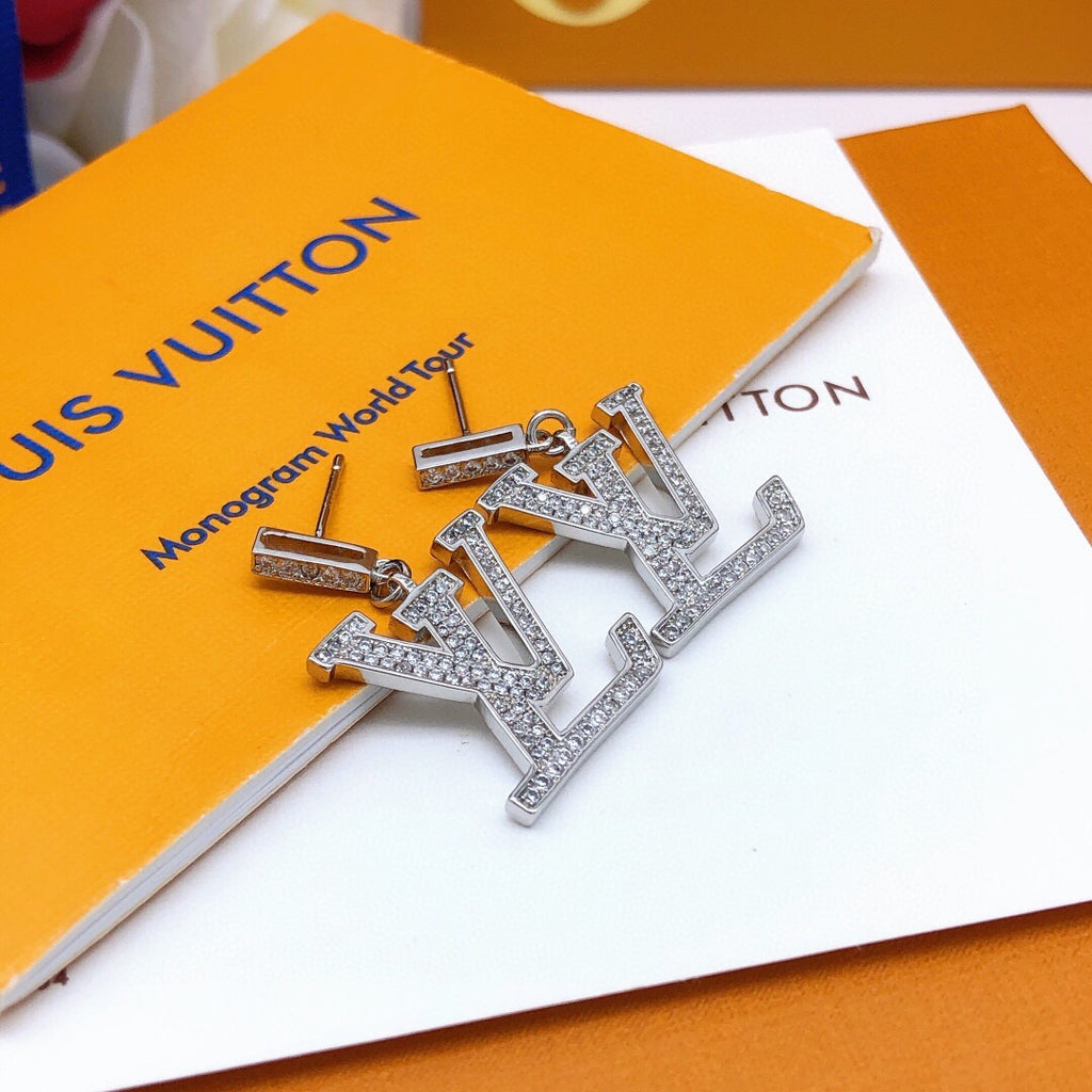 Louis Vuitton Silver-Tone Pendant Crystal Accent Earrings - album image 3
