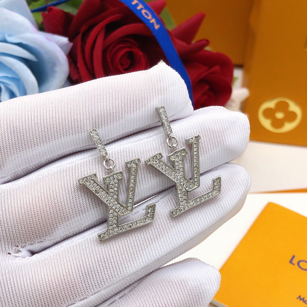 Louis Vuitton Silver-Tone Pendant Crystal Accent Earrings - album image 5