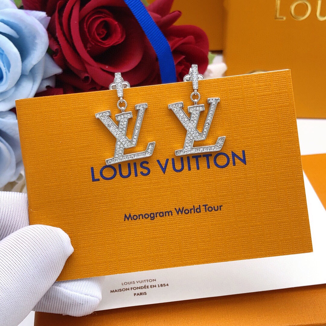 Louis Vuitton Silver-Tone Pendant Crystal Accent Earrings - album image 8