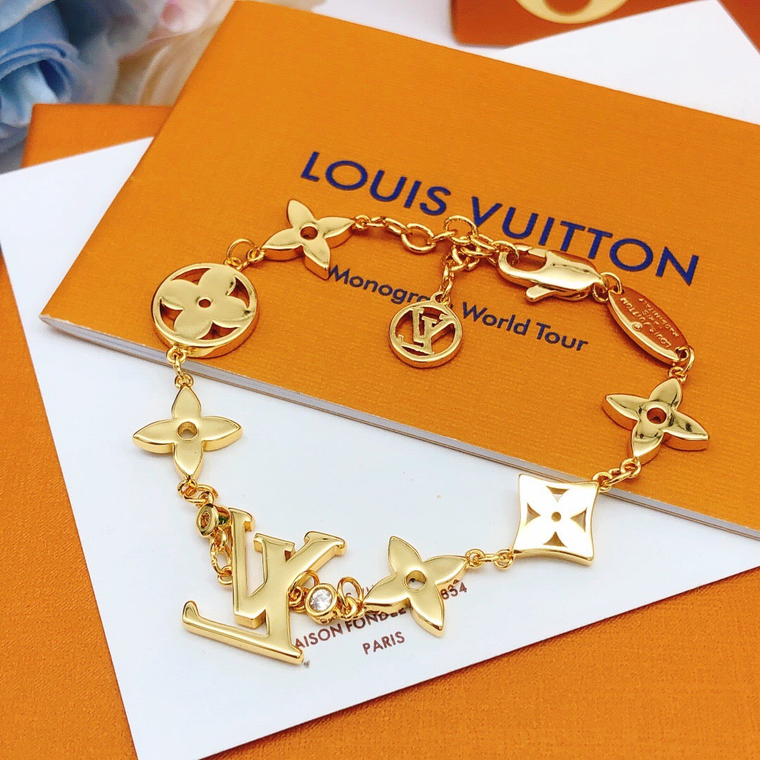 Louis Vuitton Gold-Tone Monogram Openwork Crystal Accent Bracelet - album image 4
