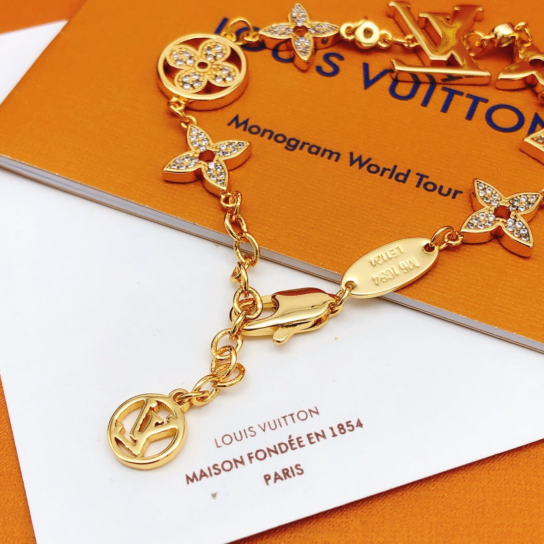 Louis Vuitton Gold-Tone Monogram Openwork Crystal Accent Bracelet - album image 3