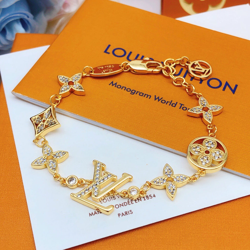 Louis Vuitton Gold-Tone Monogram Openwork Crystal Accent Bracelet - album image 2