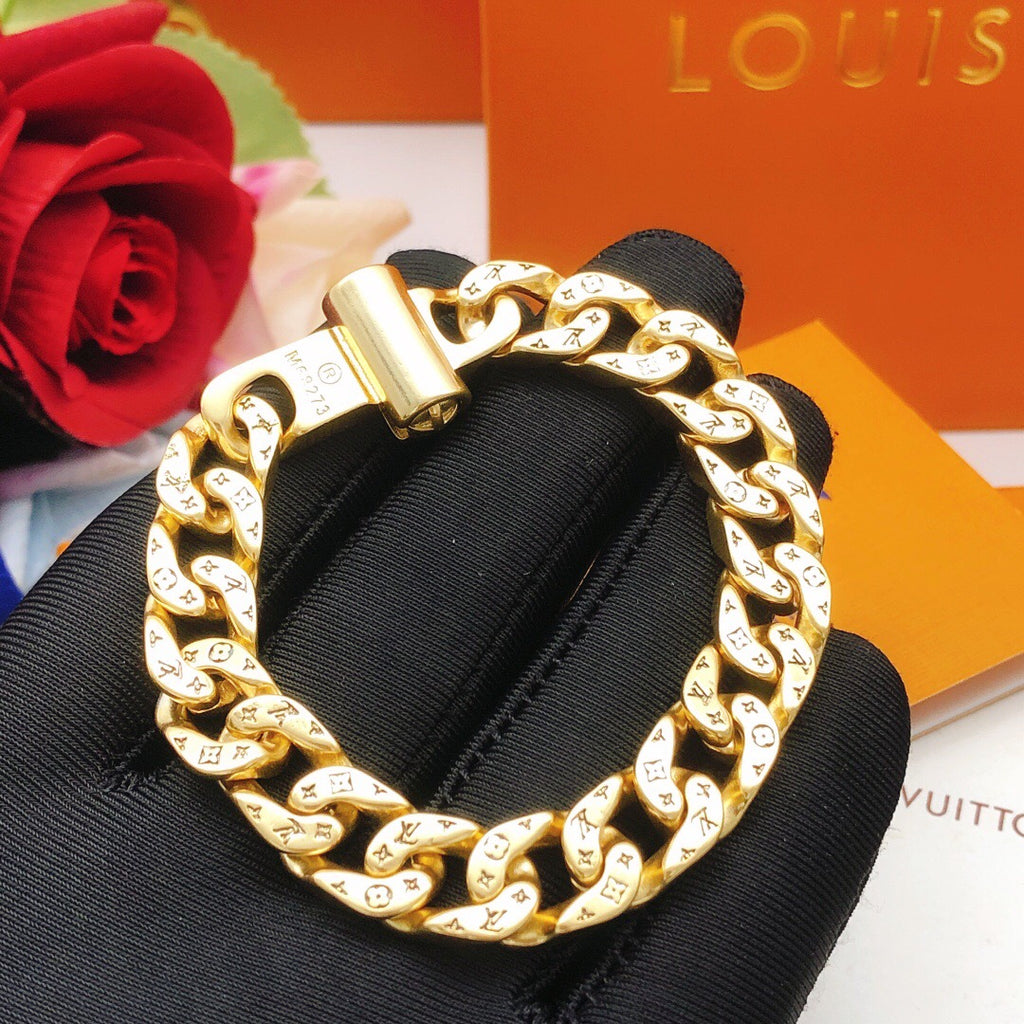 Louis Vuitton Gold-Tone Chunky Cuban Link Bracelet - album image 6