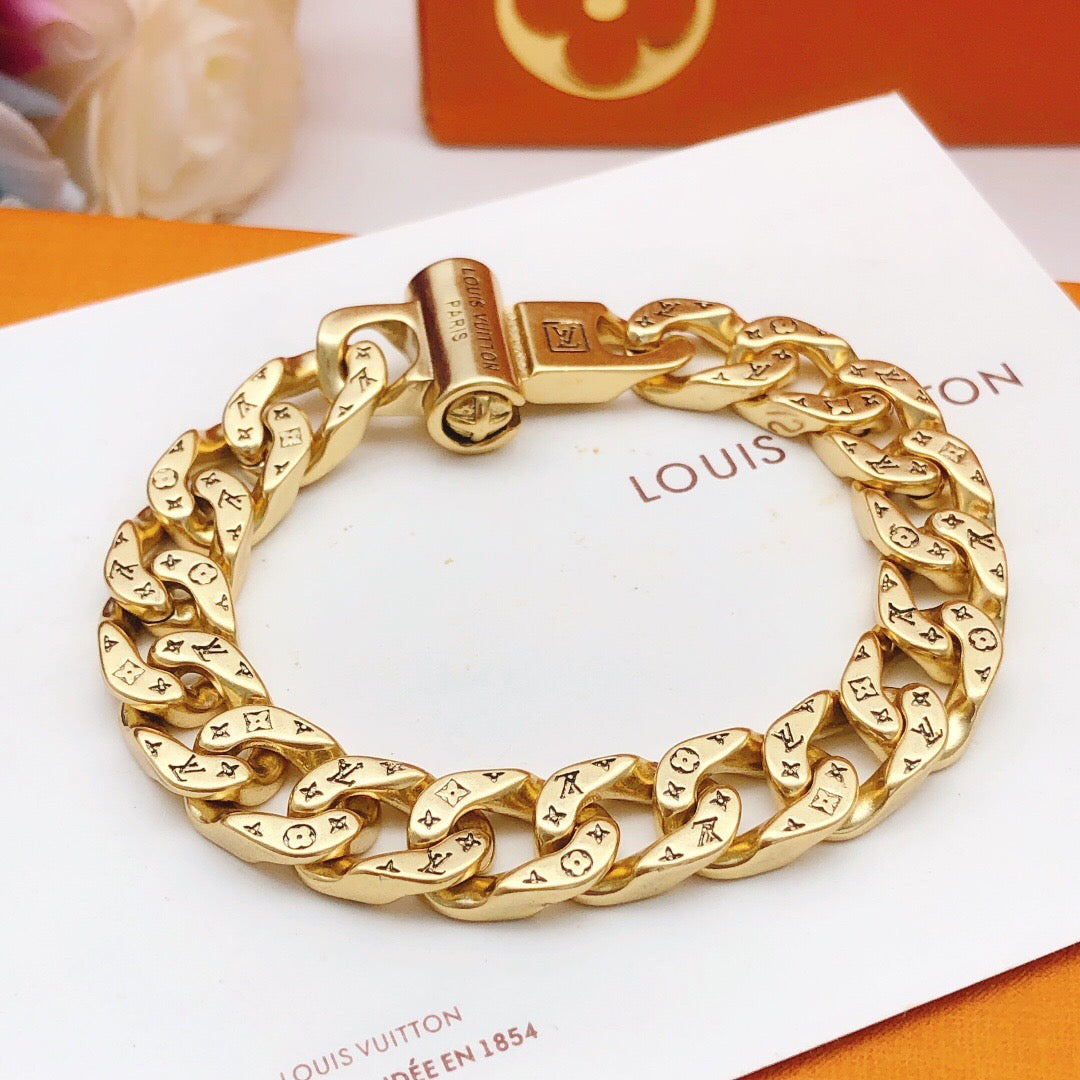 Louis Vuitton Gold-Tone Chunky Cuban Link Bracelet - album image 7