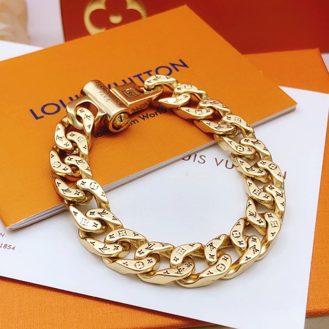 Louis Vuitton Gold-Tone Chunky Cuban Link Bracelet - album image 1