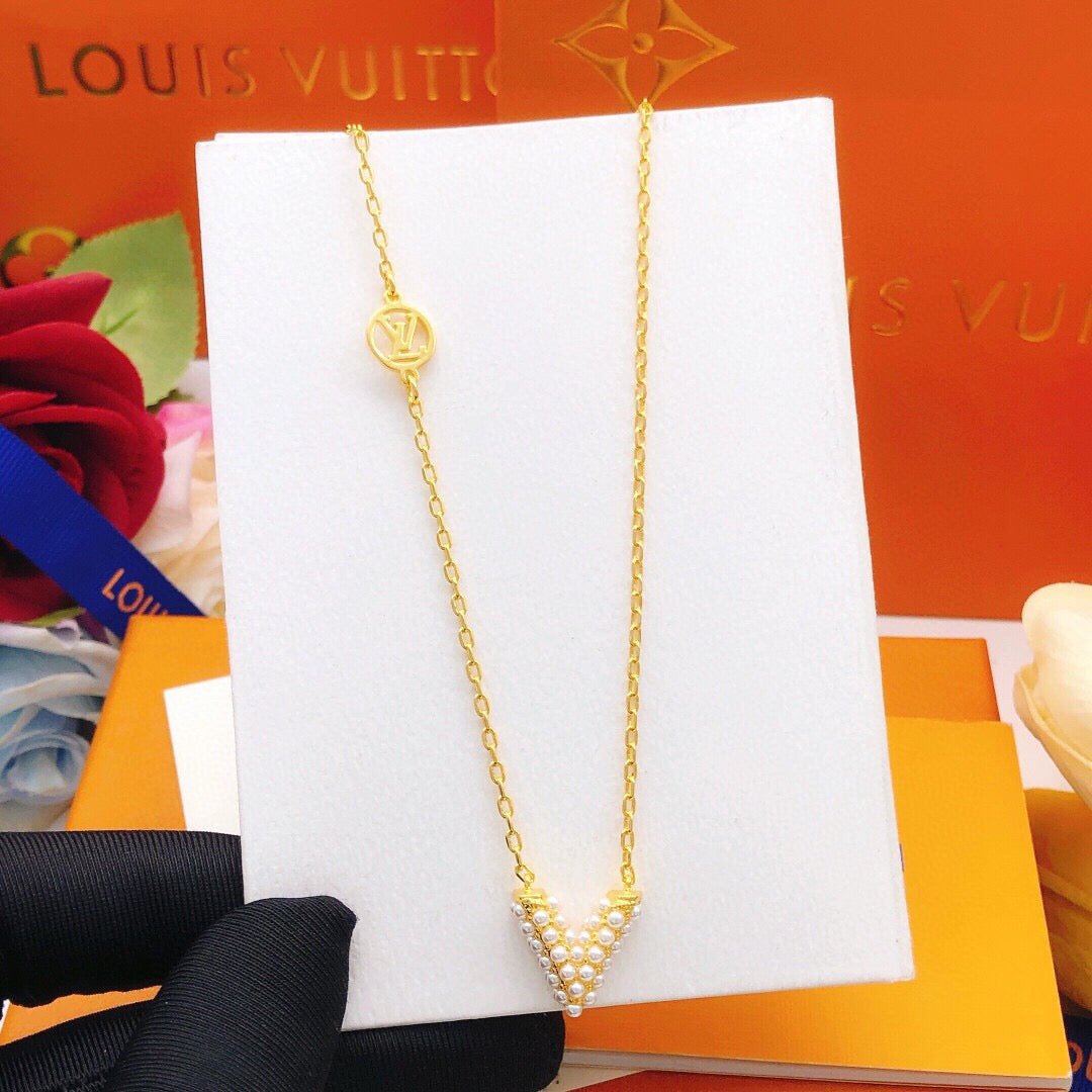 Louis Vuitton Pearl V Letter Necklace - album image 6
