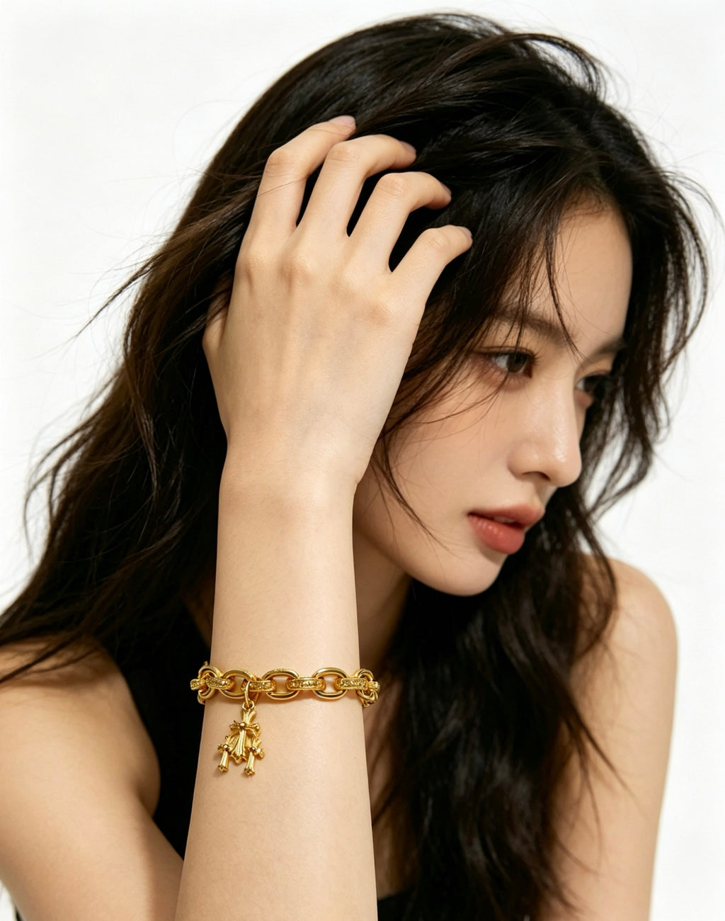 Chrome Hearts Gold-Tone Petite Cross Wrist Chain - album image 9