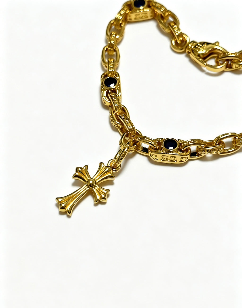 Chrome Hearts Gold-Tone Cross Charm Link Bracelet - album image 4