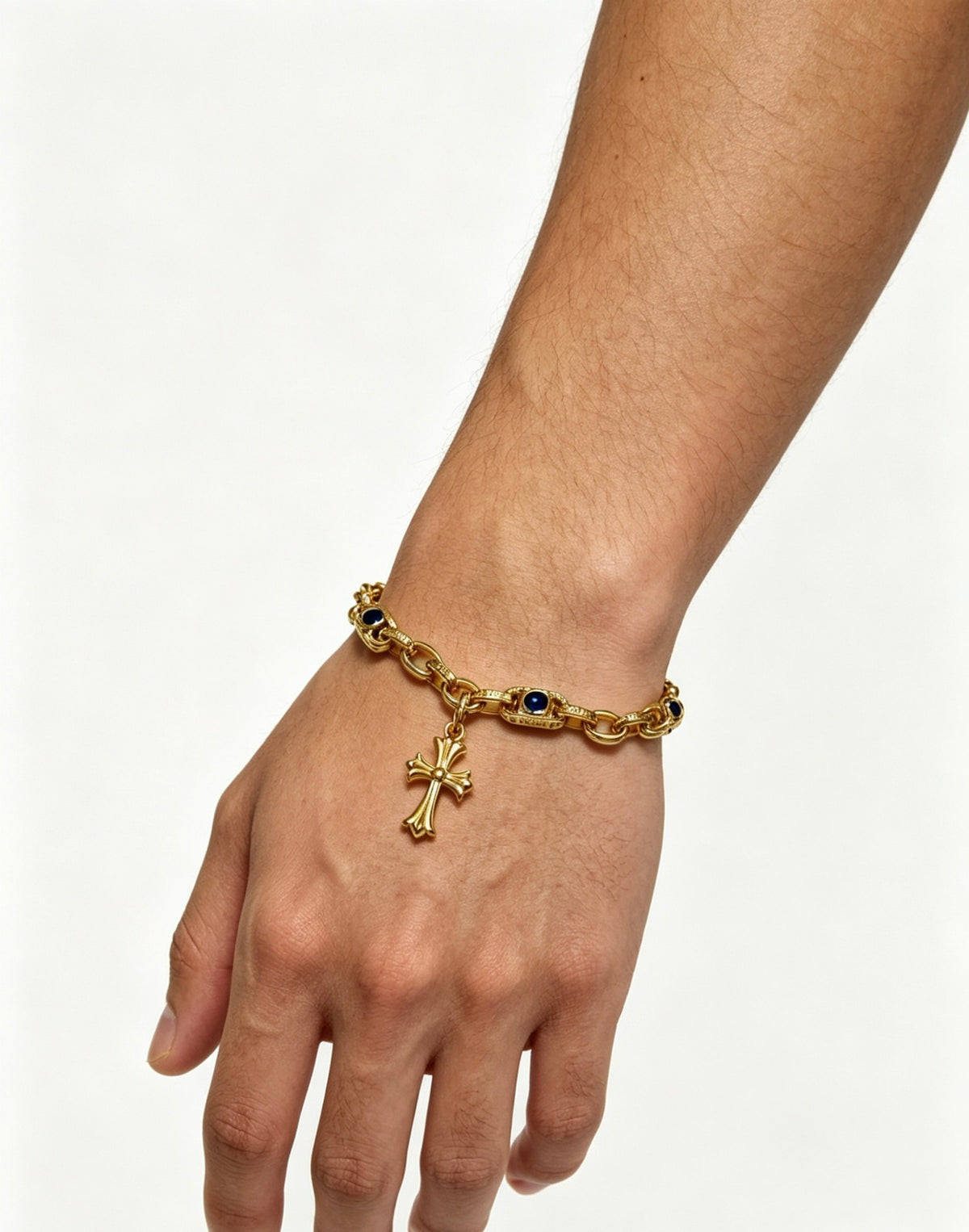 Chrome Hearts Gold-Tone Cross Charm Link Bracelet - album image 8