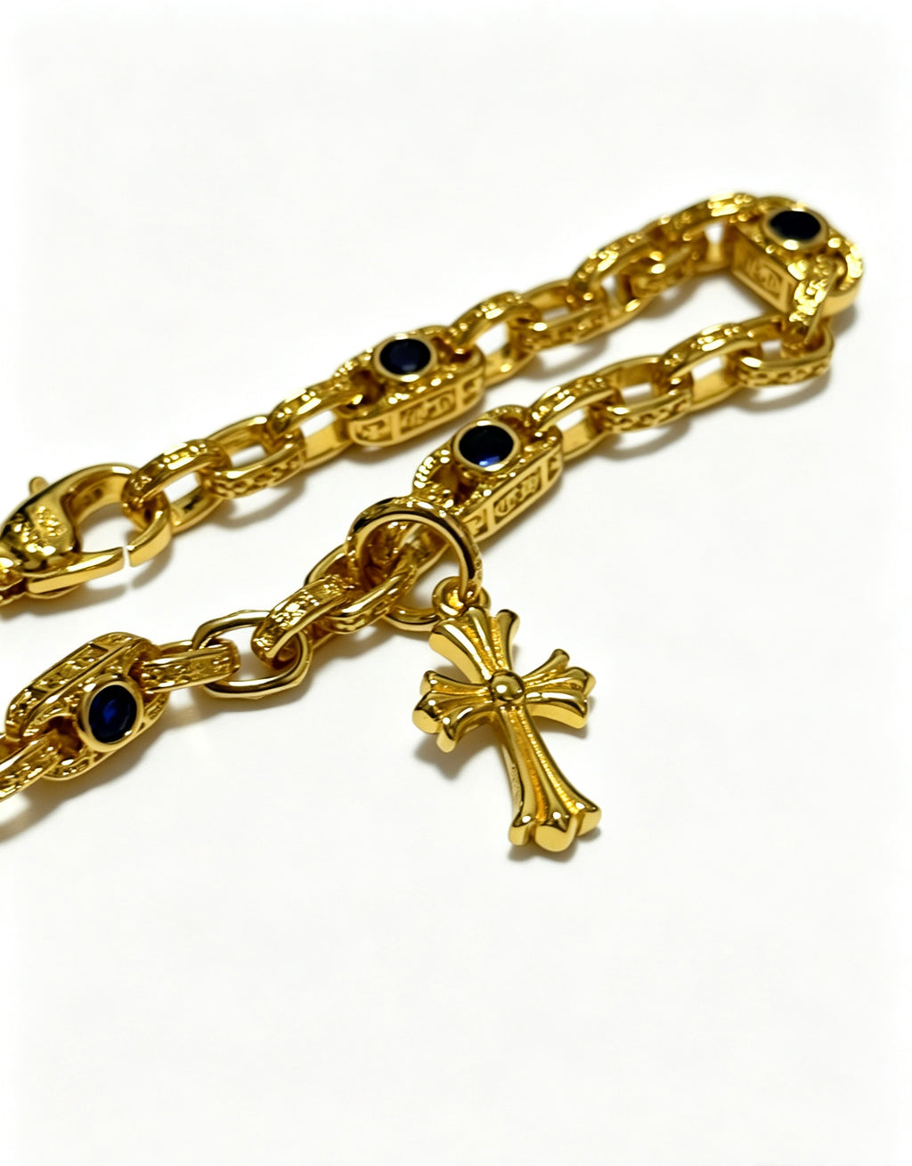 Chrome Hearts Gold-Tone Cross Charm Link Bracelet - album image 5