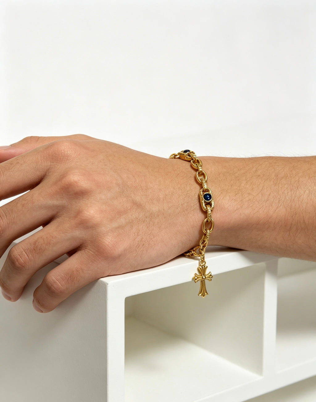 Chrome Hearts Gold-Tone Cross Charm Link Bracelet - album image 9