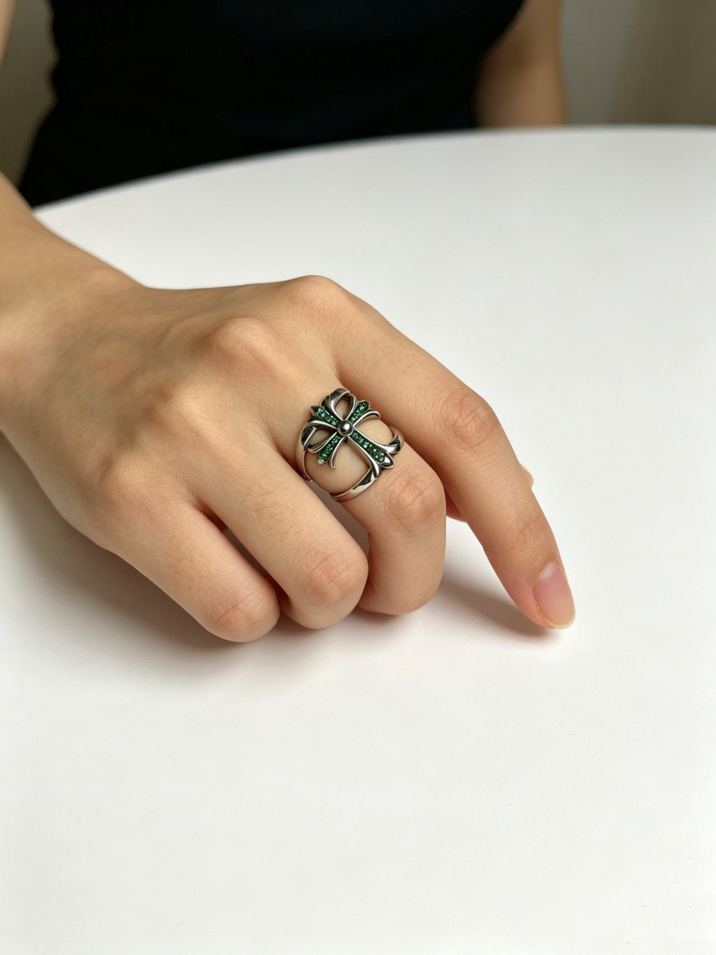 Chrome Hearts Raised Cross Open Band Ring - album image 9