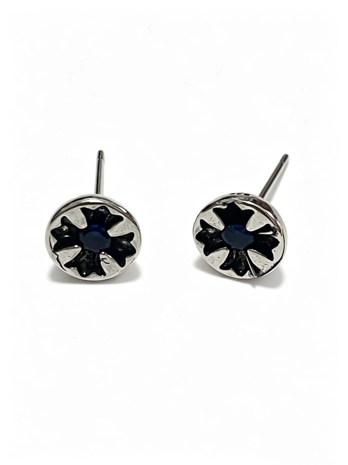 Chrome Hearts Dark Center Cross Stud Earrings - album image 1