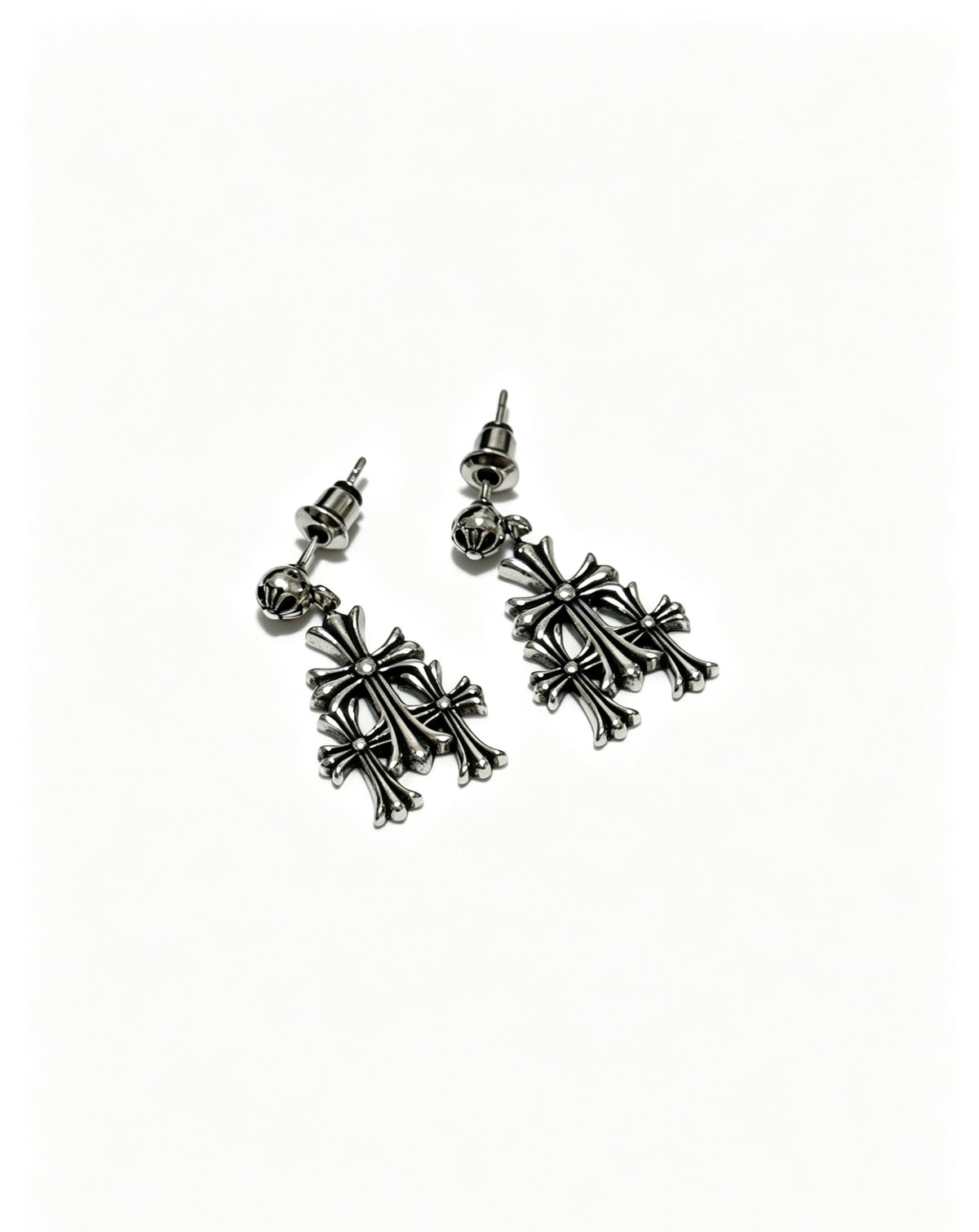 Chrome Hearts Layered Gothic Cross Drop Earrings - album image 5