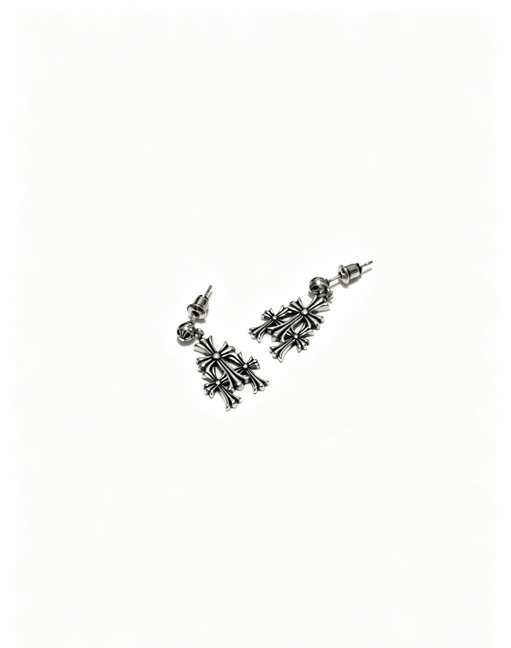 Chrome Hearts Layered Gothic Cross Drop Earrings - album image 4