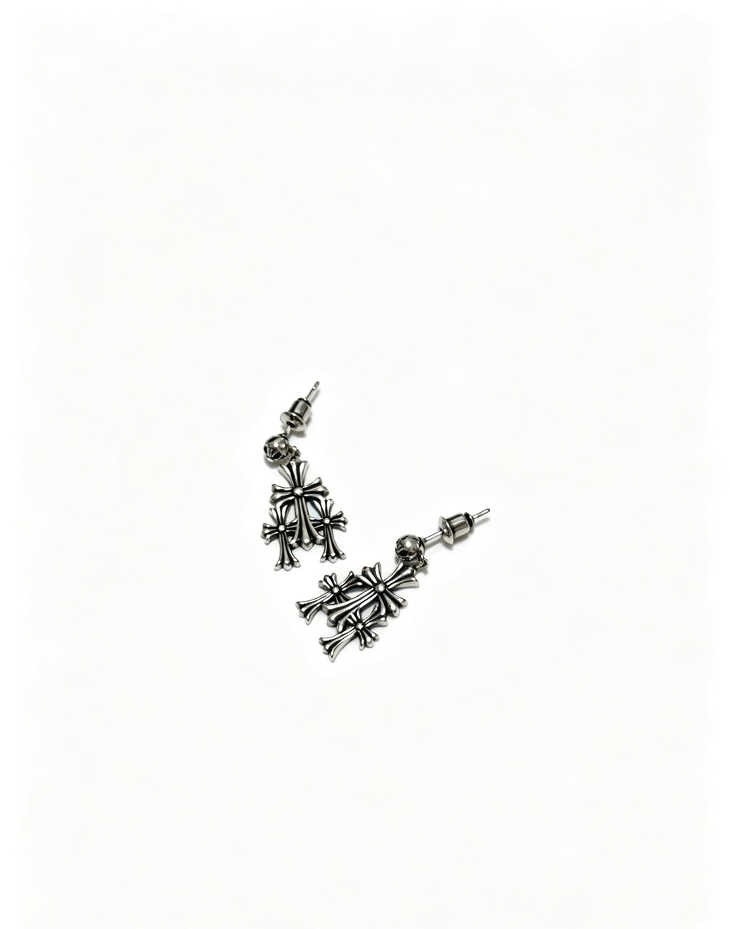 Chrome Hearts Layered Gothic Cross Drop Earrings - album image 3