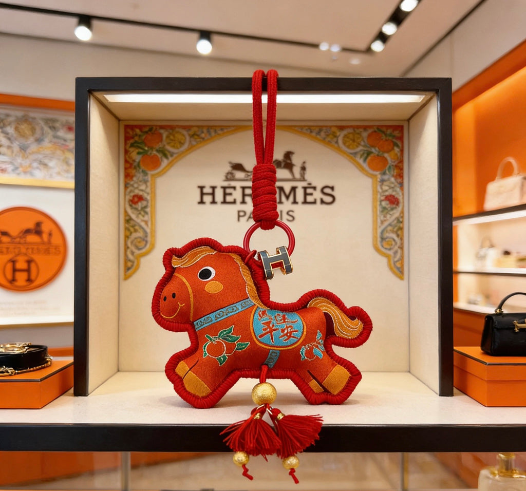 Hermès Red Patterned Horse Plush Toy - album image 1