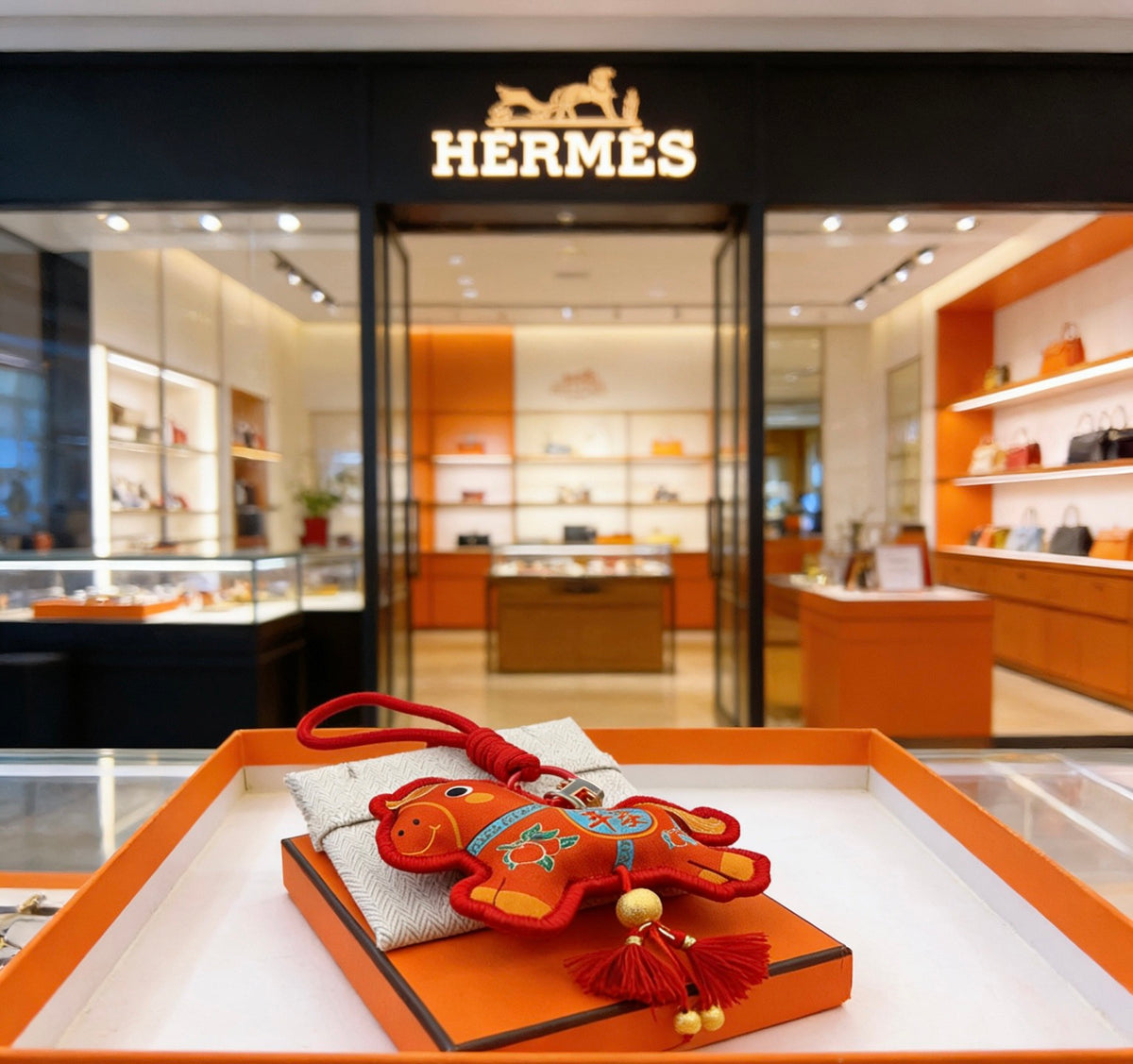Hermès Red Patterned Horse Plush Toy - album image 5