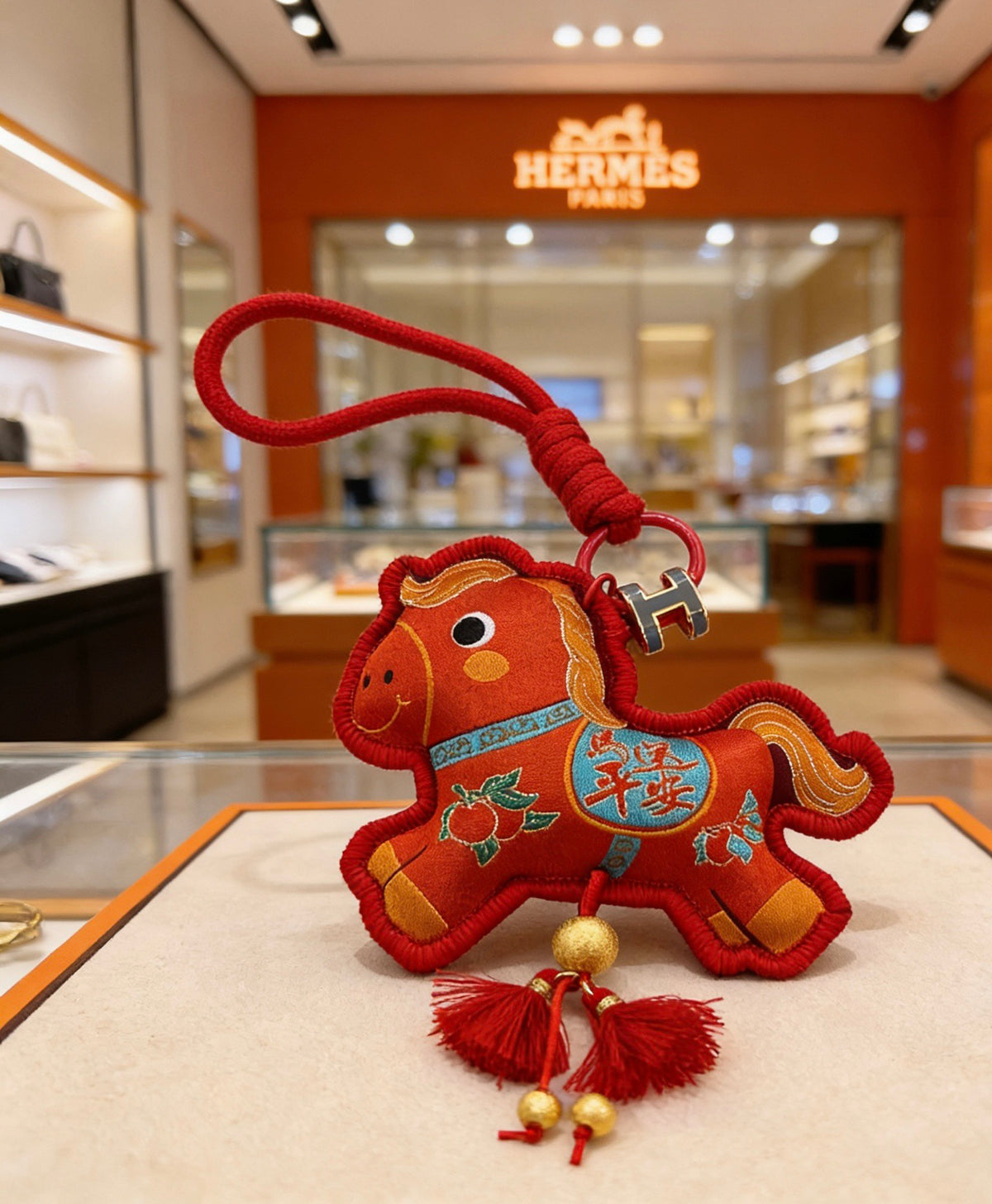 Hermès Red Patterned Horse Plush Toy - album image 2