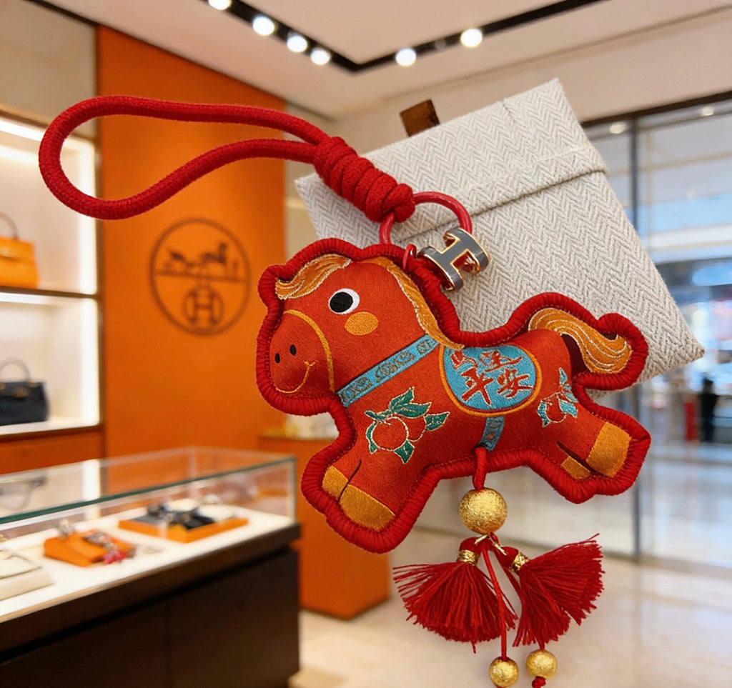Hermès Red Patterned Horse Plush Toy - album image 4