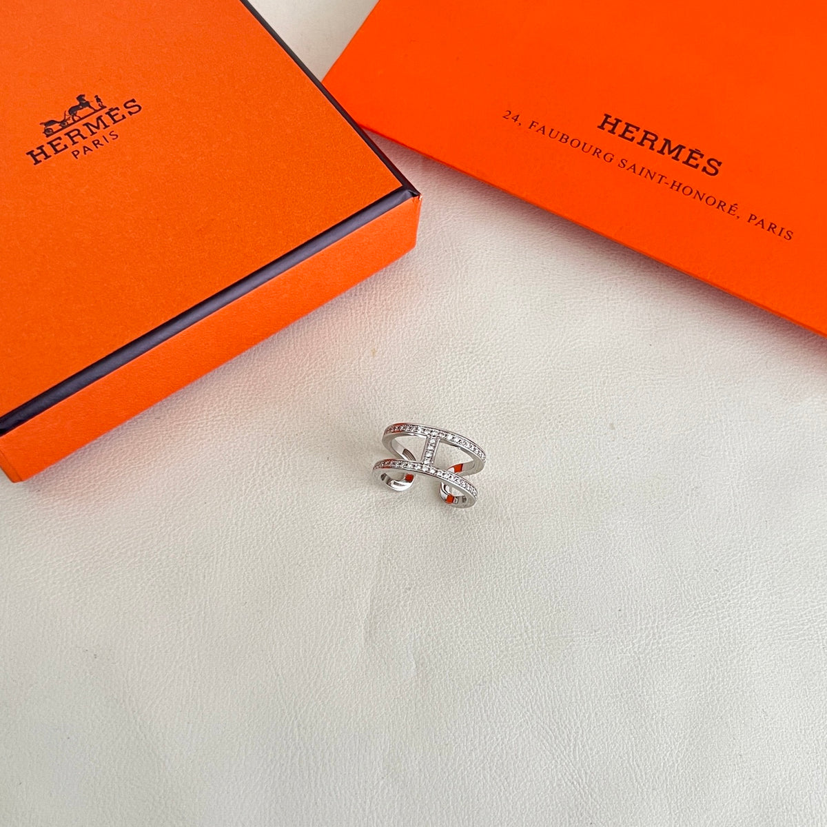 Hermès Silver-Tone Round H Disc Stud Earrings - album image 2