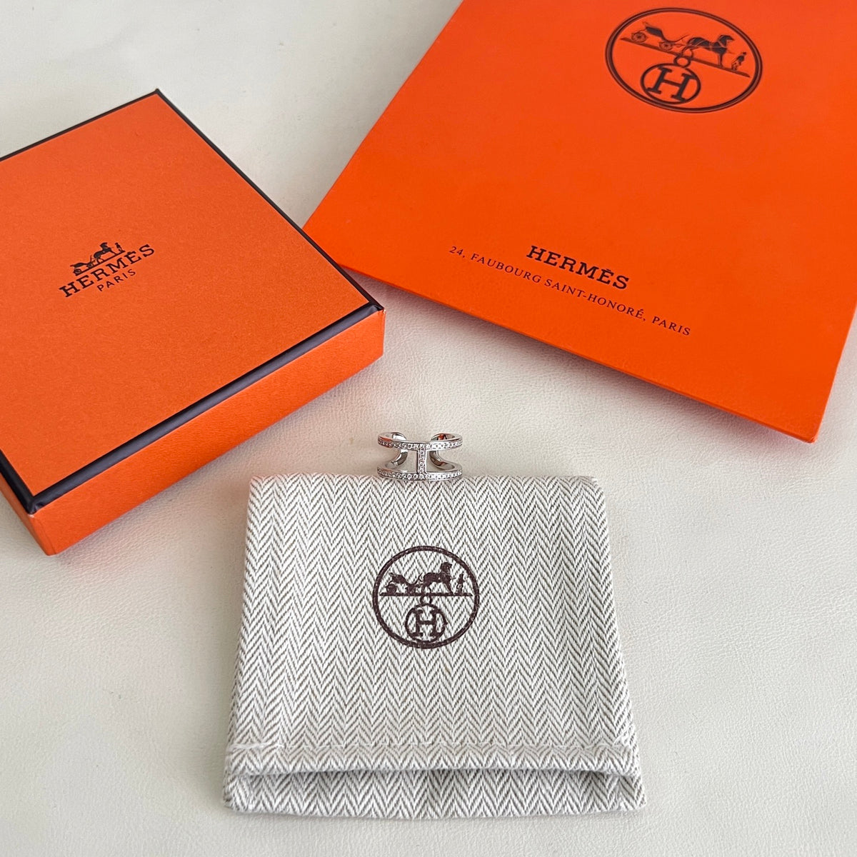 Hermès Silver-Tone Round H Disc Stud Earrings - album image 1