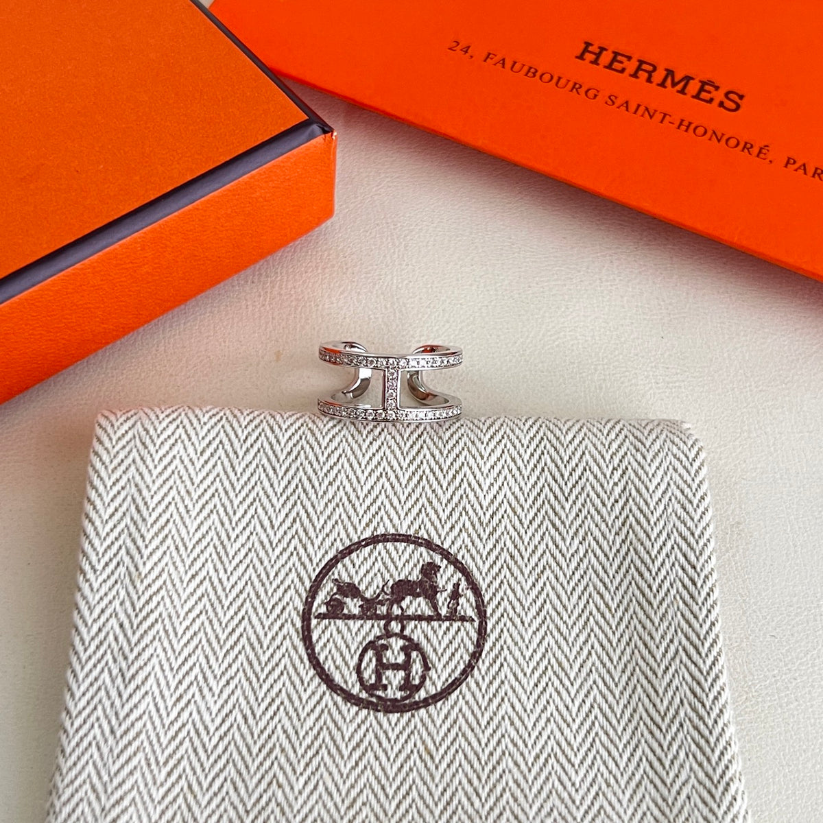 Hermès Silver-Tone Round H Disc Stud Earrings - album image 3