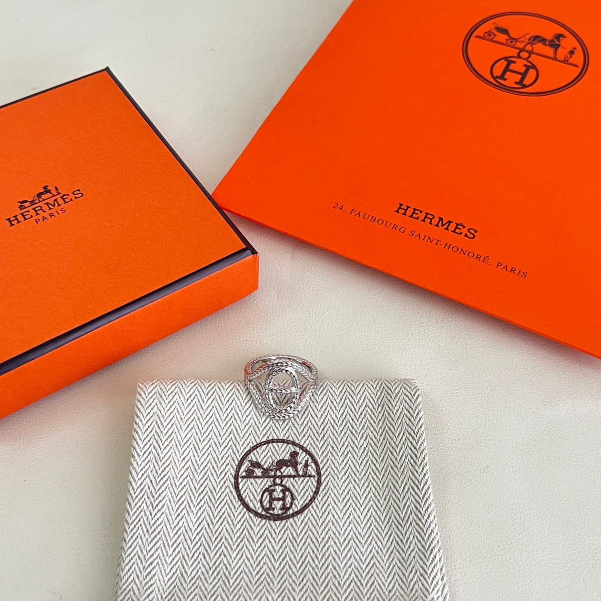 Hermès Silver-Tone Round H Disc Stud Earrings - album image 1