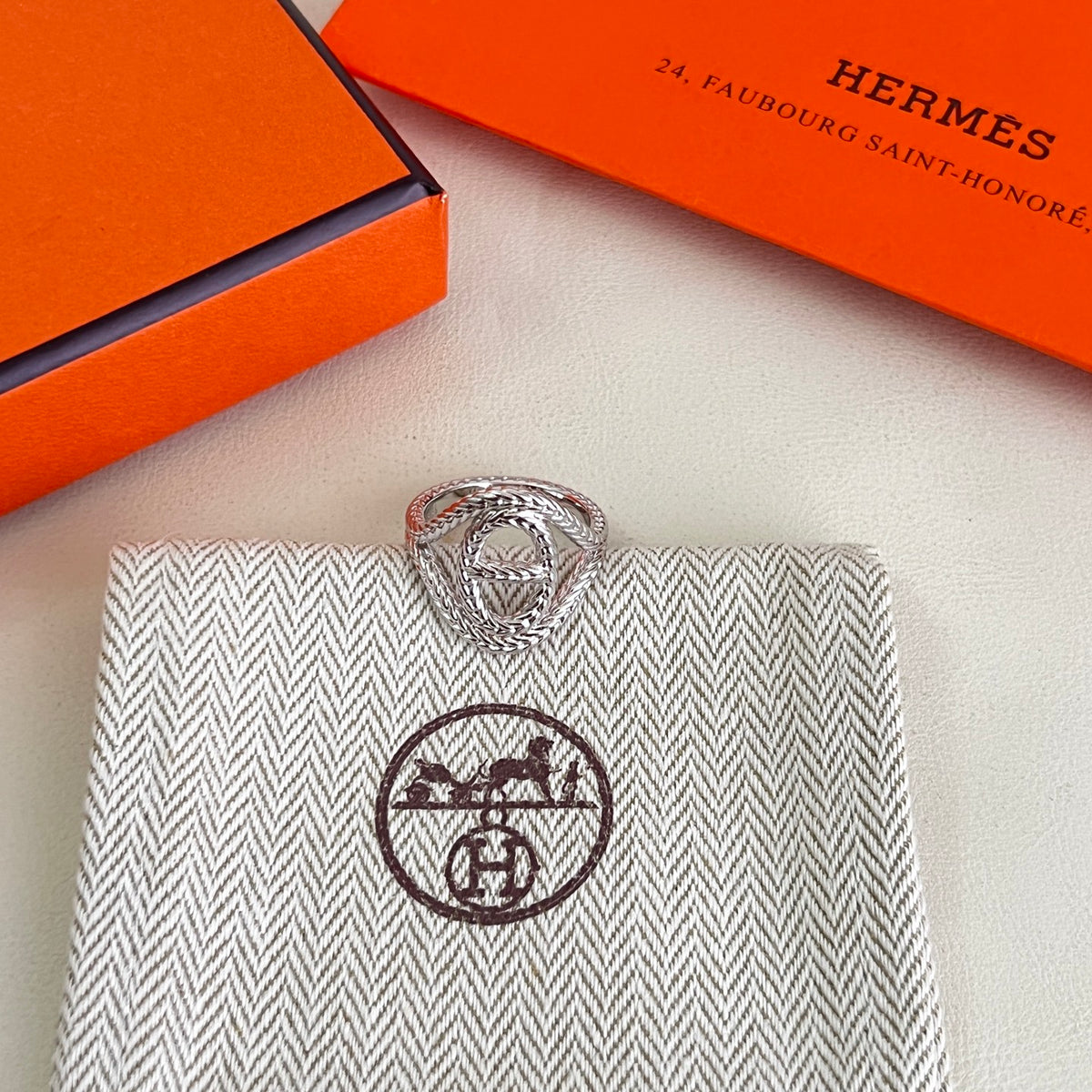 Hermès Silver-Tone Round H Disc Stud Earrings - album image 4