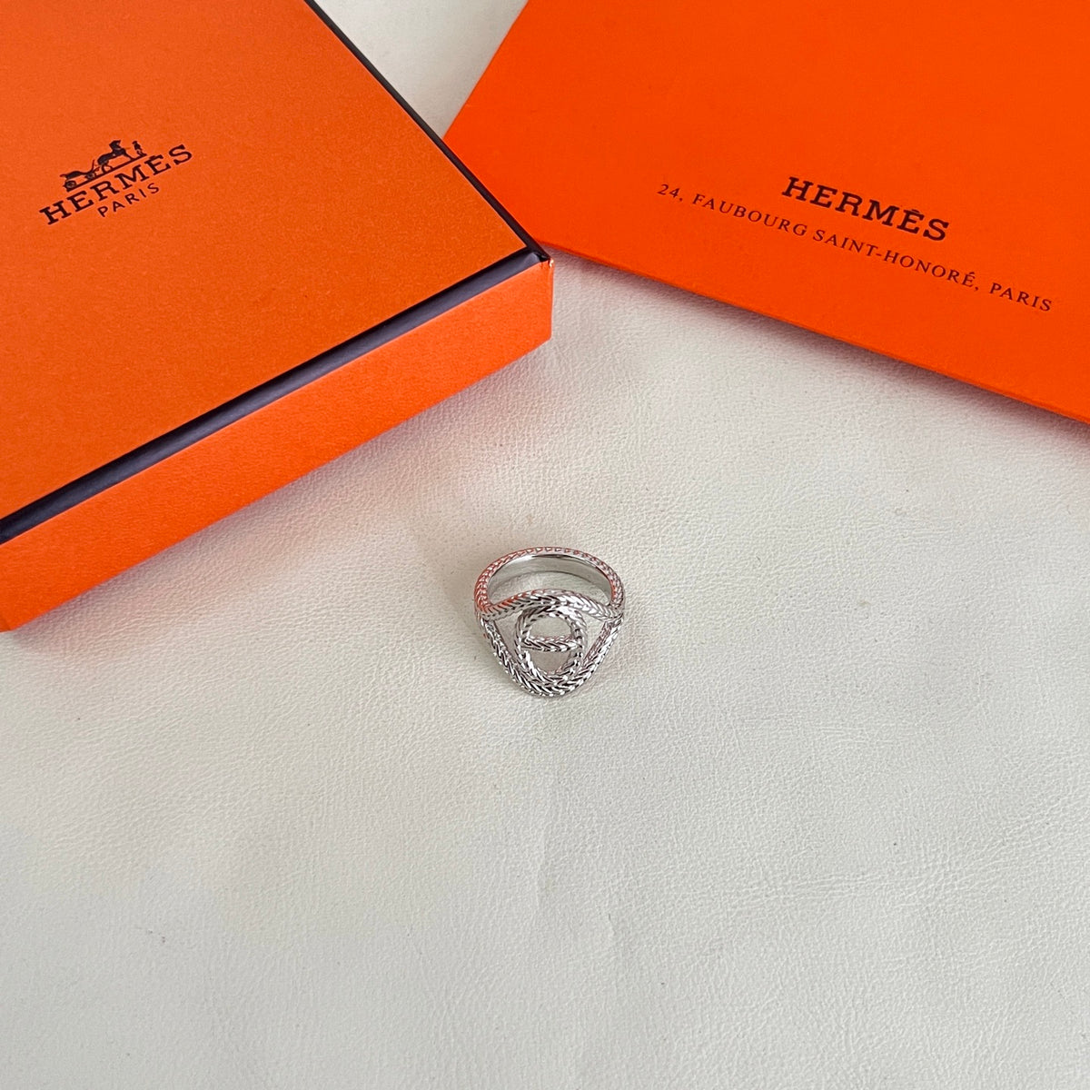 Hermès Silver-Tone Round H Disc Stud Earrings - album image 2