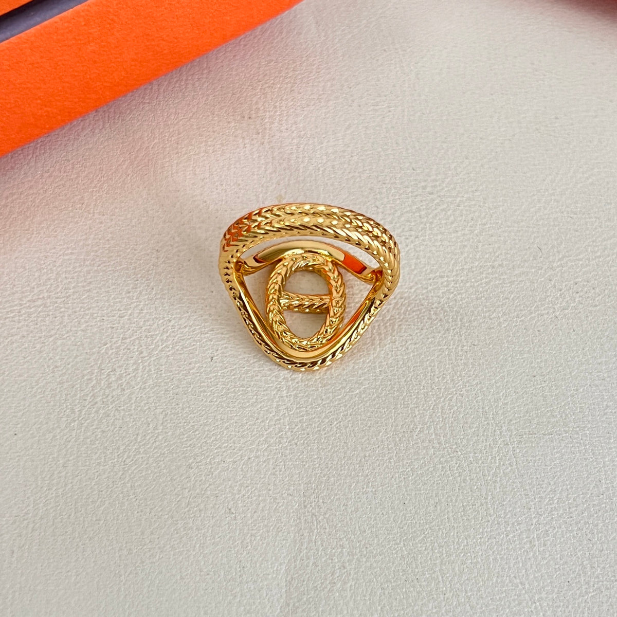Hermès Gold-Tone Sculptural Anchor-Link Ring - album image 6