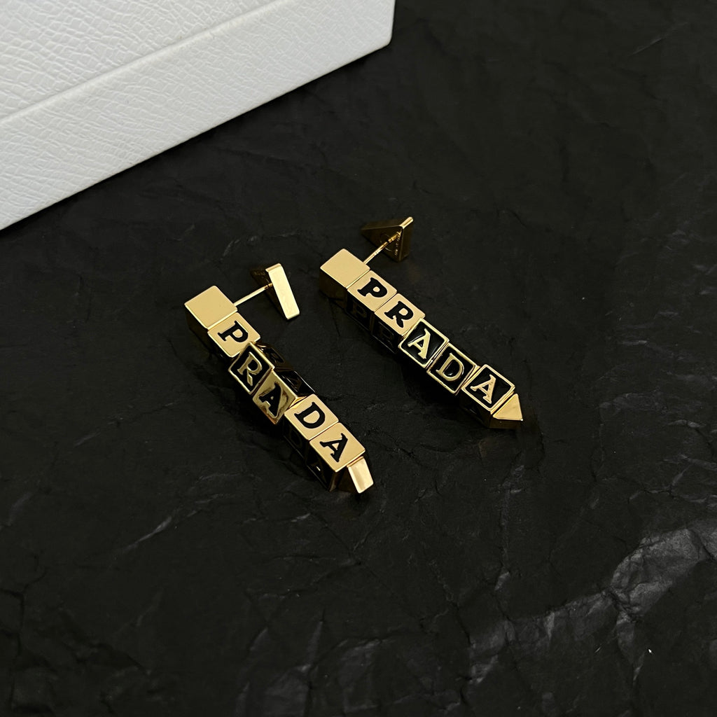 Prada Tapered Letter Detail Drop Earrings - album image 5