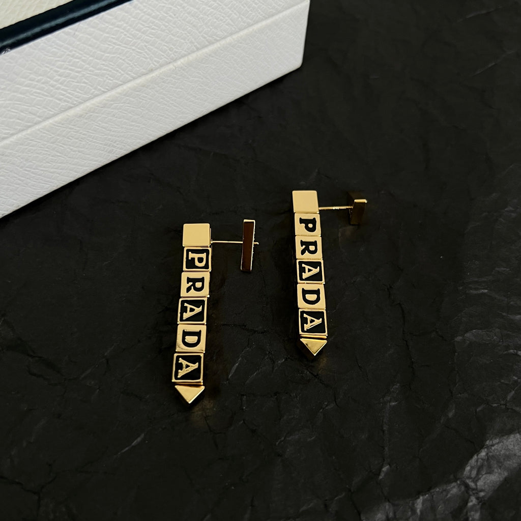 Prada Tapered Letter Detail Drop Earrings - album image 4