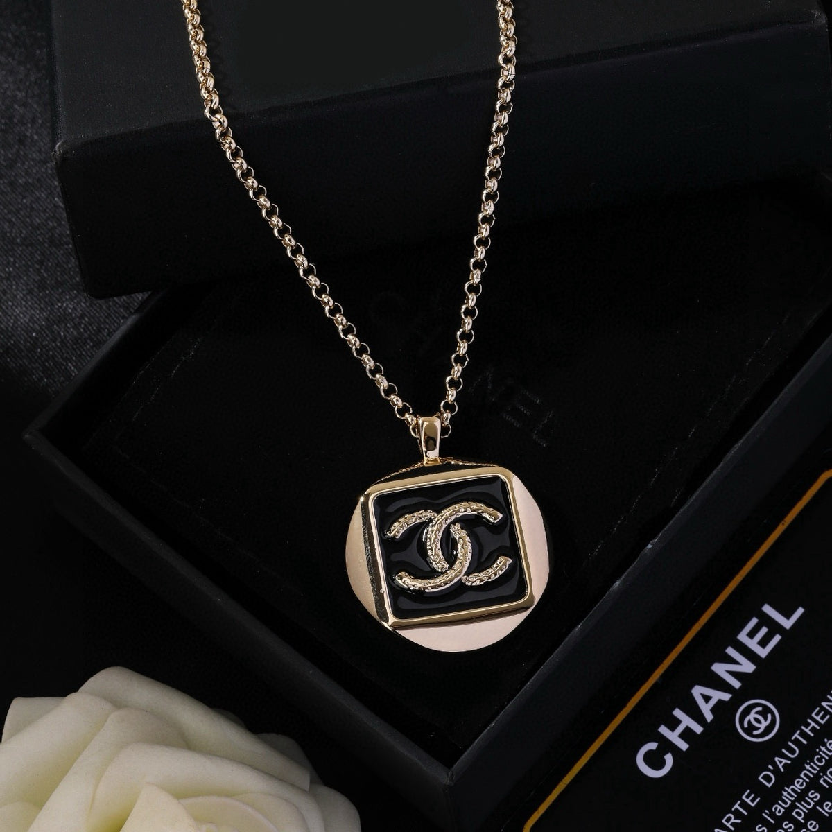 Chanel Silver-Tone Square CC Pendant Necklace - album image 2