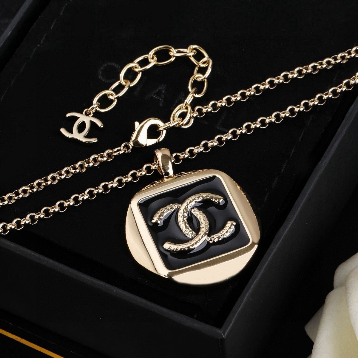 Chanel Silver-Tone Square CC Pendant Necklace - album image 5