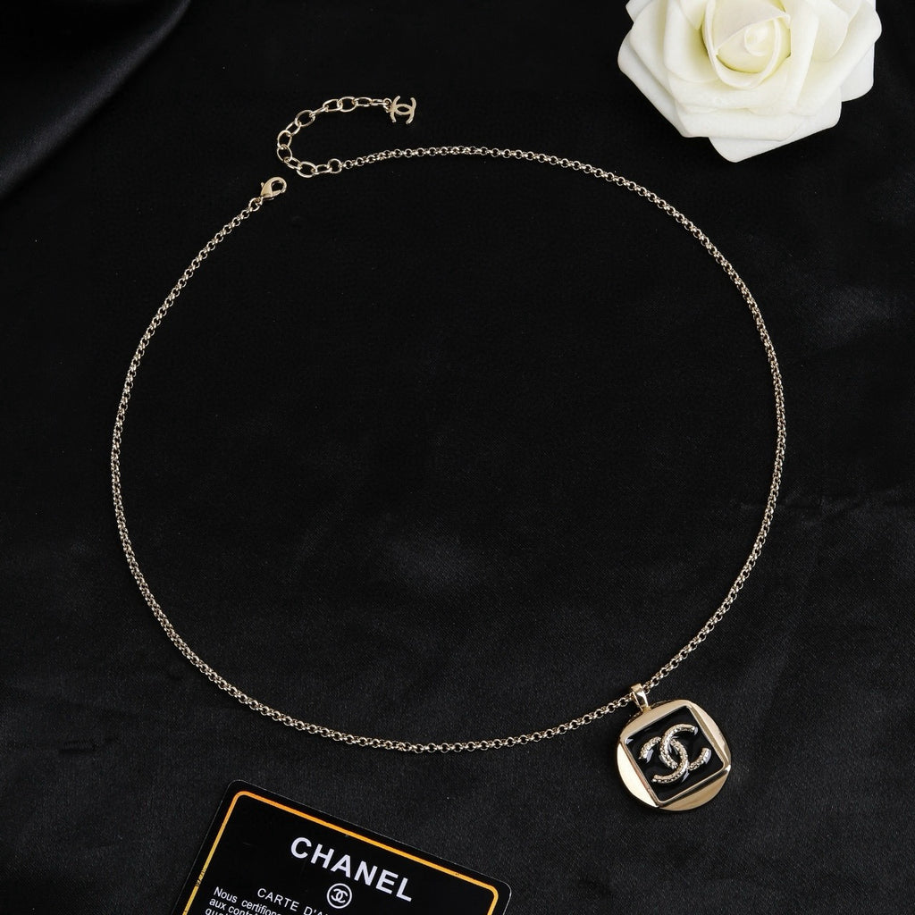 Chanel Silver-Tone Square CC Pendant Necklace - album image 3