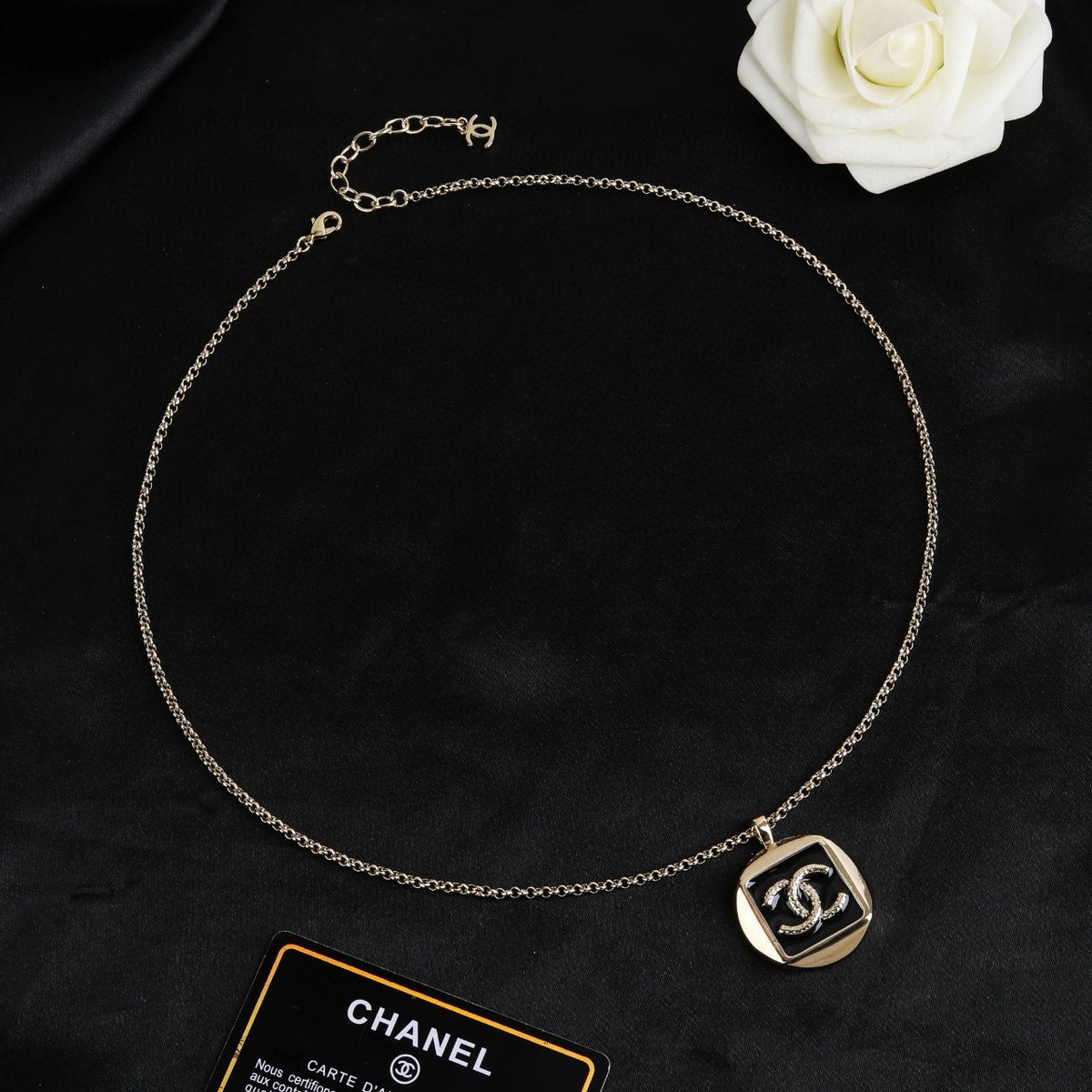 Chanel Silver-Tone Square CC Pendant Necklace - album image 3