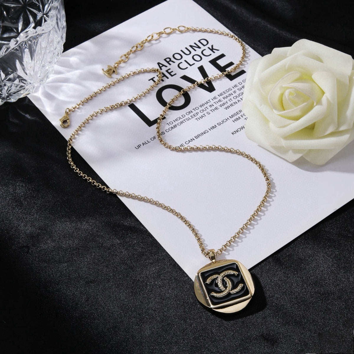 Chanel Silver-Tone Square CC Pendant Necklace - album image 4