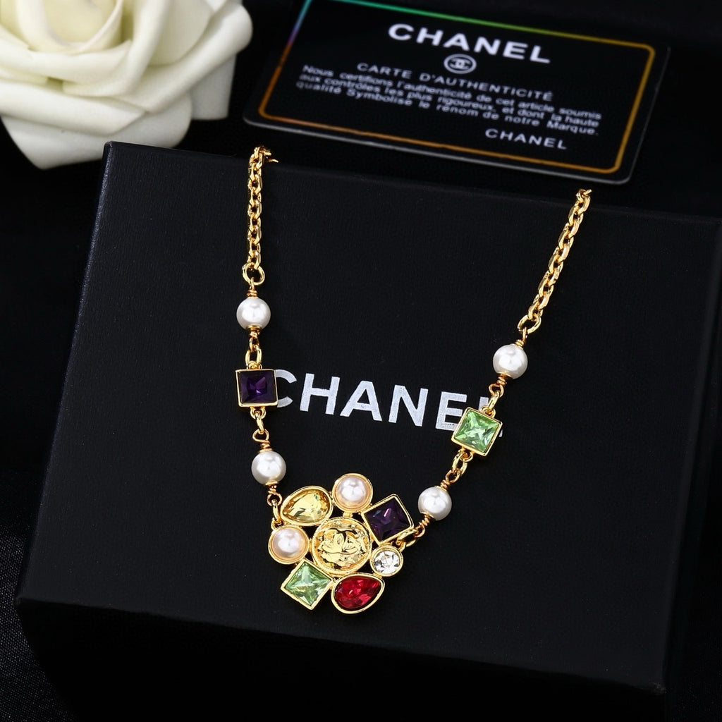 Chanel Gold-Tone Multicolor Bead Necklace - album image 1
