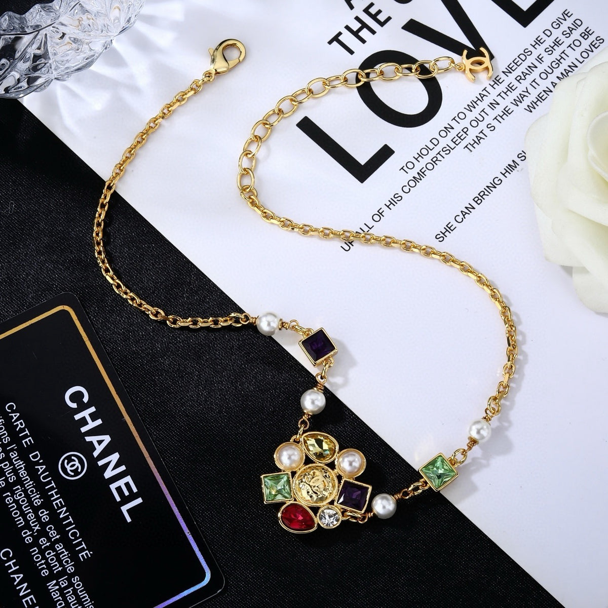Chanel Gold-Tone Multicolor Bead Necklace - album image 3