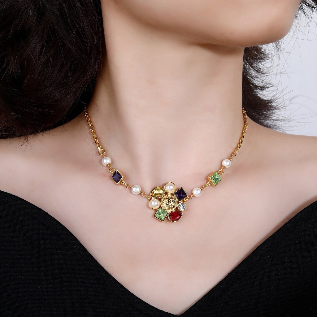Chanel Gold-Tone Multicolor Bead Necklace - album image 8