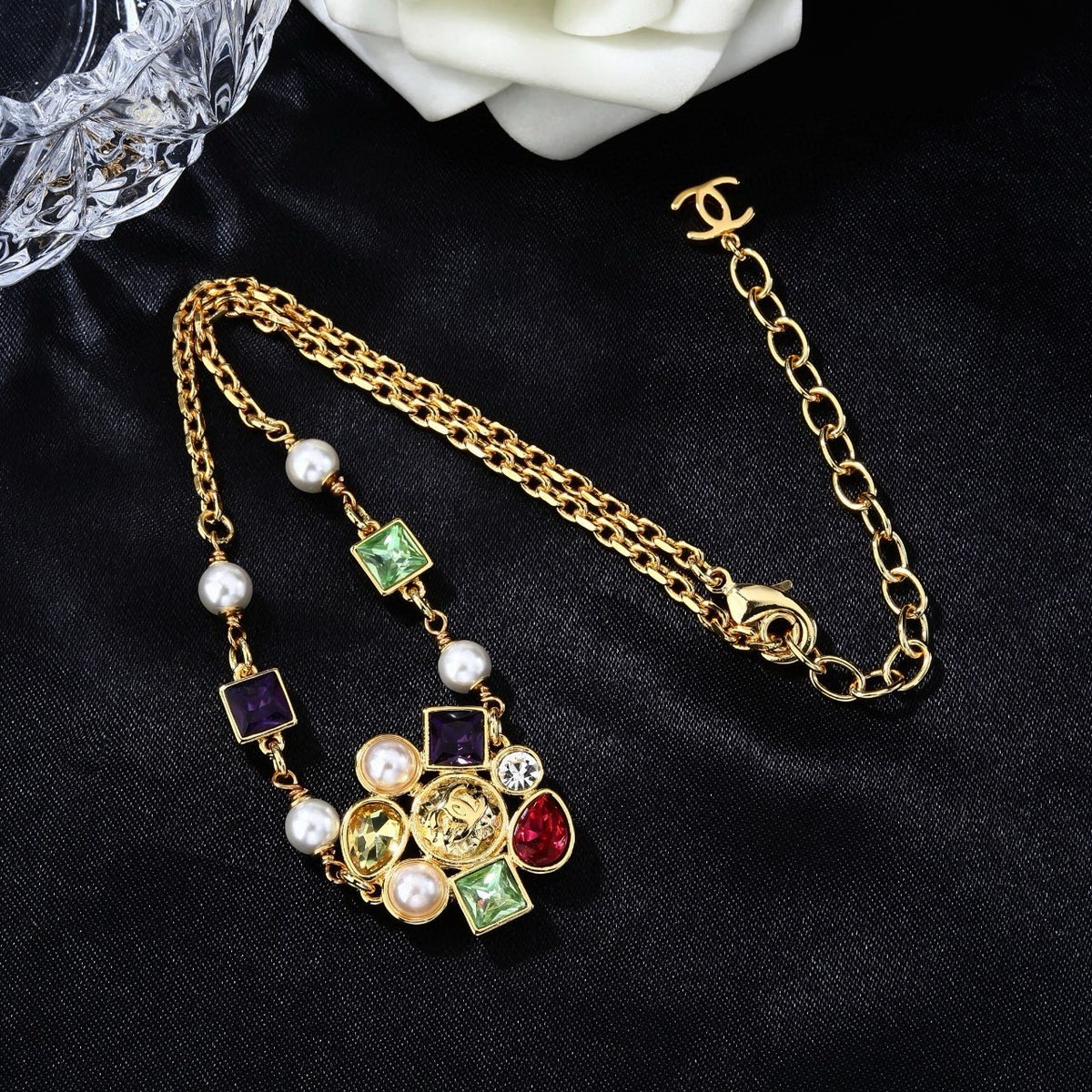 Chanel Gold-Tone Multicolor Bead Necklace - album image 4
