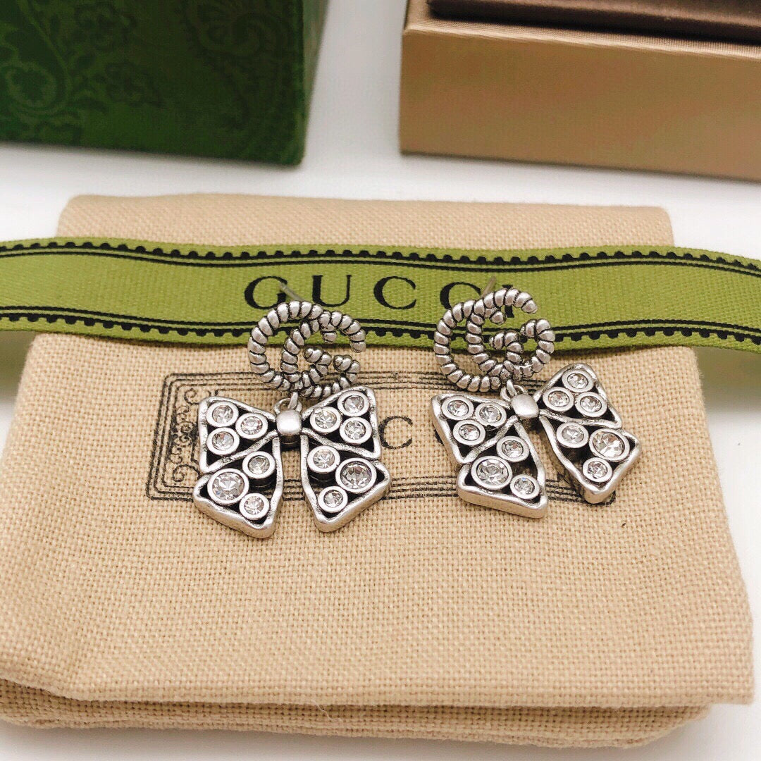 Gucci Interlocking G Bow Butterfly Silver-Tone Gold-Tone Earrings - album image 2