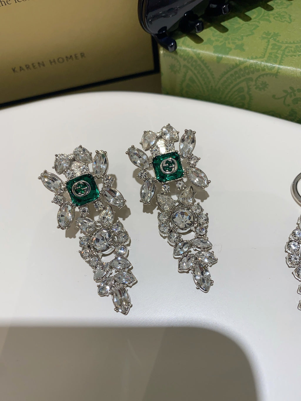 Gucci Emerald Green Green Marquise Crystal Accent Earrings - album image 4