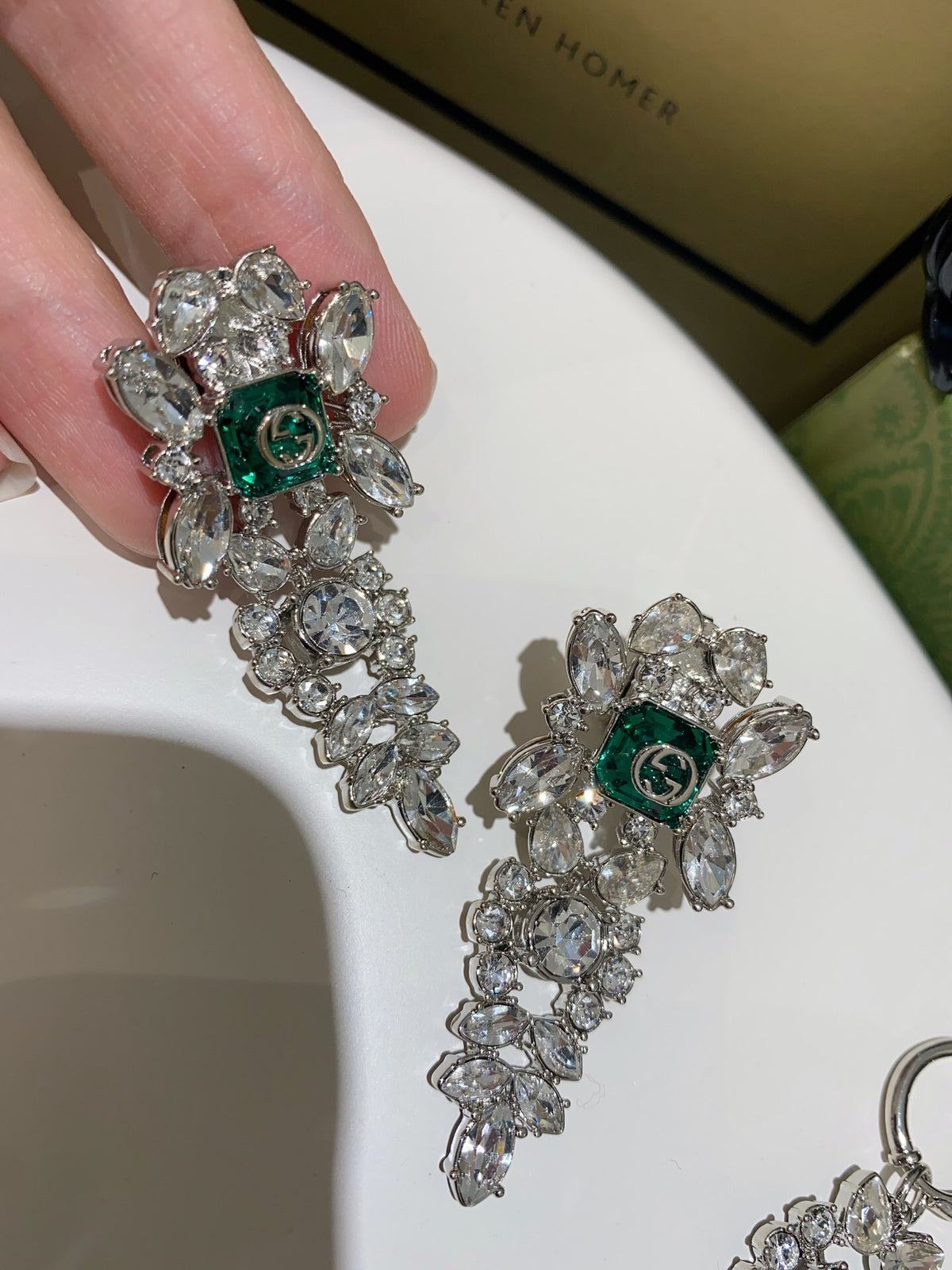 Gucci Emerald Green Green Marquise Crystal Accent Earrings - album image 5