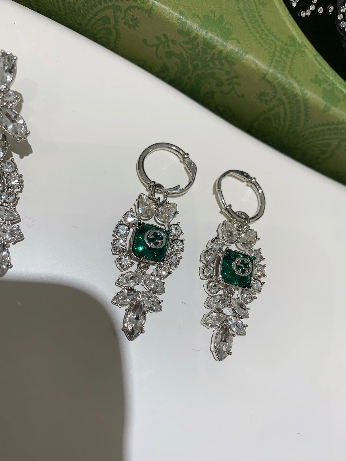Gucci Emerald Green Green Marquise Crystal Accent Earrings - album image 3