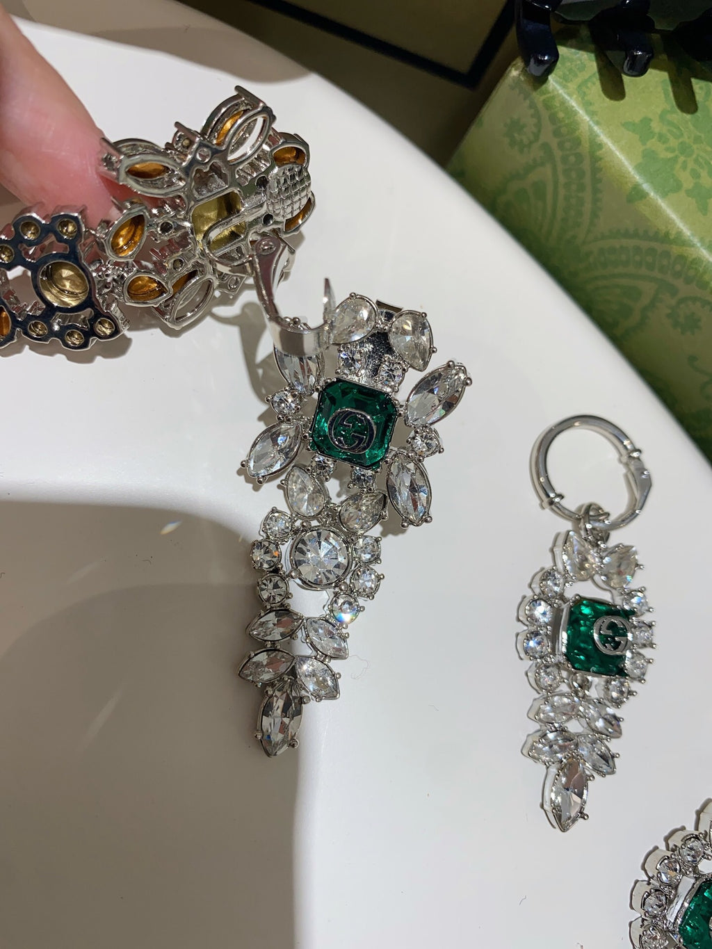 Gucci Emerald Green Green Marquise Crystal Accent Earrings - album image 7