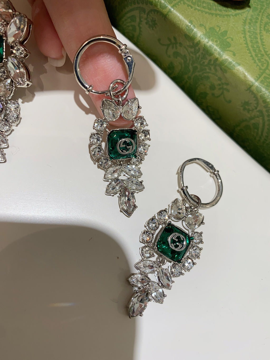 Gucci Emerald Green Green Marquise Crystal Accent Earrings - album image 6