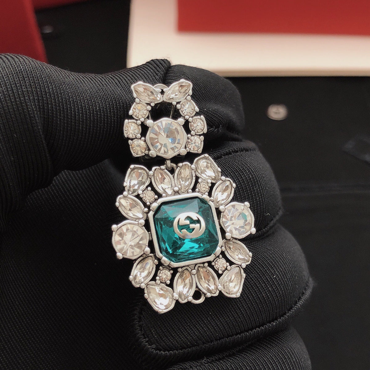 Chanel Gold-Tone Green White Pearl Earrings - album image 2