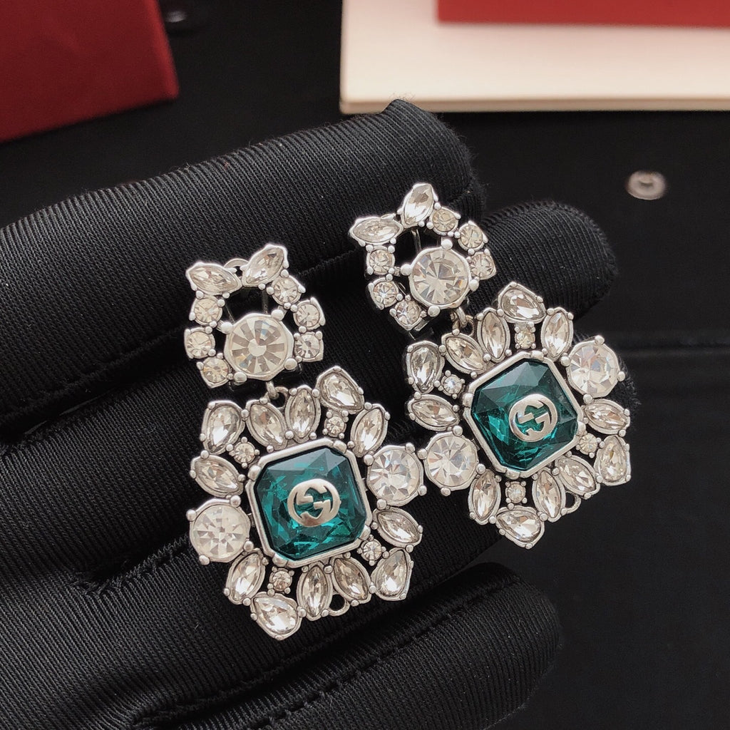 Chanel Gold-Tone Green White Pearl Earrings - album image 1